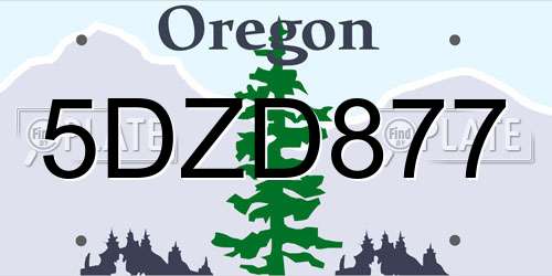 5DZD877 Oregon License Plate