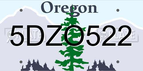 5DZO522 Oregon License Plate