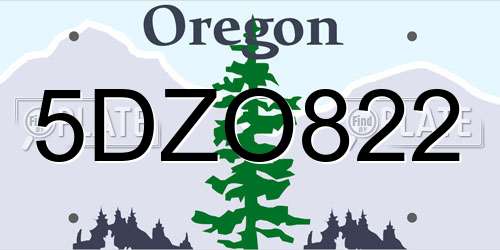 5DZO822 Oregon License Plate