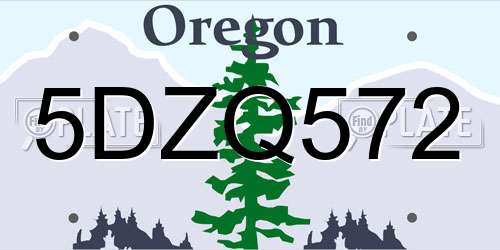 5DZQ572 Oregon License Plate