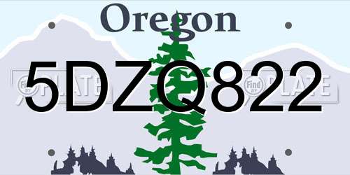 5DZQ822 Oregon License Plate