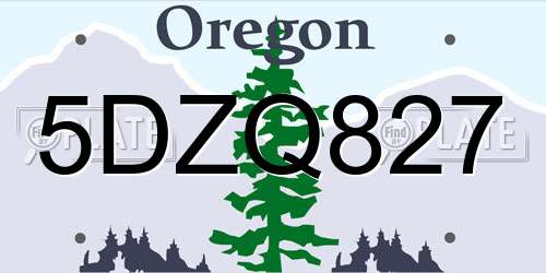 5DZQ827 Oregon License Plate