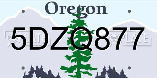 5DZQ877 Oregon License Plate