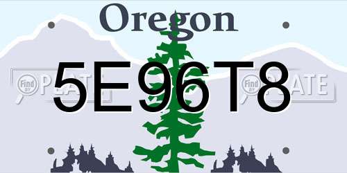 5E96T8 Oregon License Plate