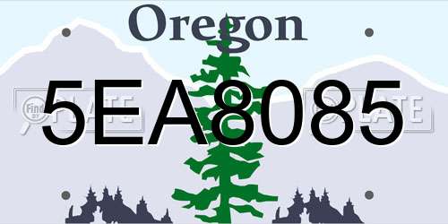 5EA8085 Oregon License Plate
