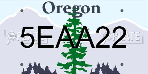 5EAA22 Oregon License Plate
