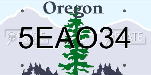 5EAO34 Oregon License Plate