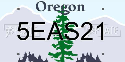 5EAS21 Oregon License Plate