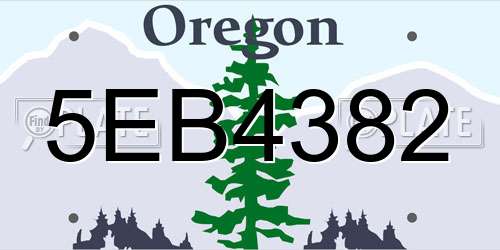 5EB4382 Oregon License Plate