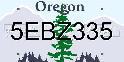5EBZ335 Oregon License Plate