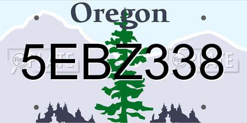 5EBZ338 Oregon License Plate