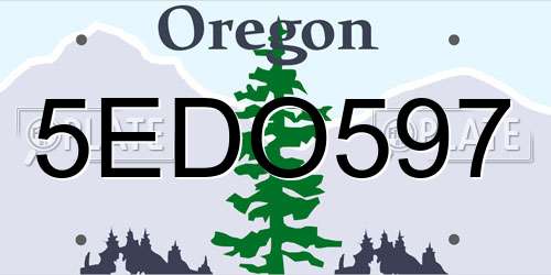 5EDO597 Oregon License Plate