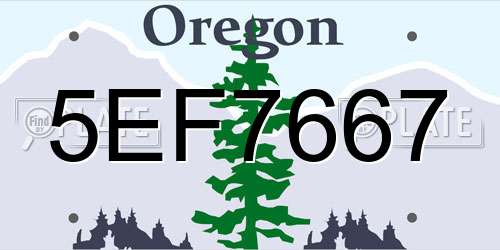 5EF7667 Oregon License Plate