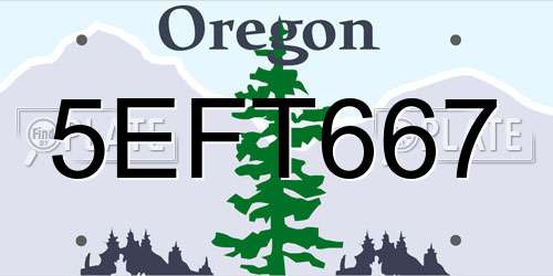 5EFT667 Oregon License Plate