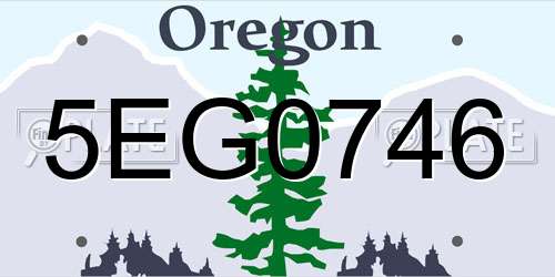 5EG0746 Oregon License Plate