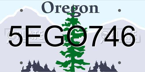 5EGO746 Oregon License Plate