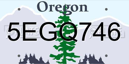 5EGQ746 Oregon License Plate