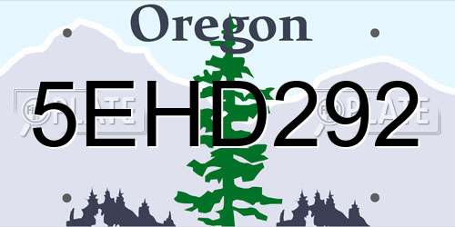 5EHD292 Oregon License Plate