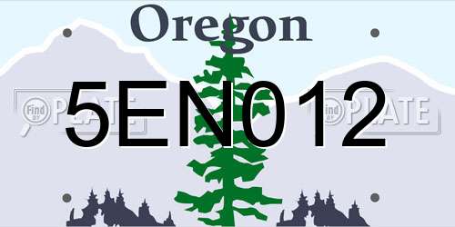 5EN012 Oregon License Plate