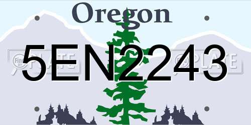5EN2243 Oregon License Plate