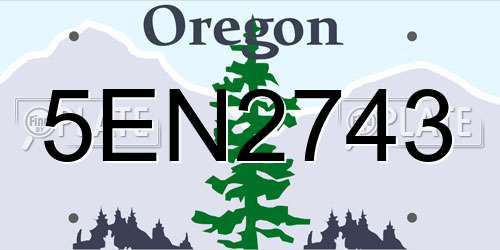 5EN2743 Oregon License Plate