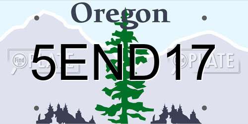 5END17 Oregon License Plate