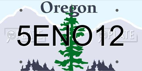 5ENO12 Oregon License Plate