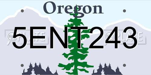 5ENT243 Oregon License Plate