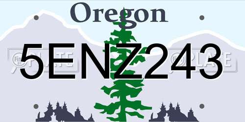 5ENZ243 Oregon License Plate