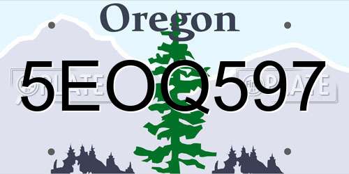 5EOQ597 Oregon License Plate