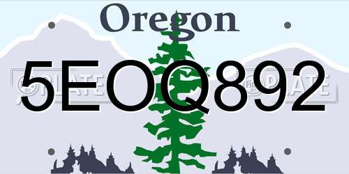 5EOQ892 Oregon License Plate