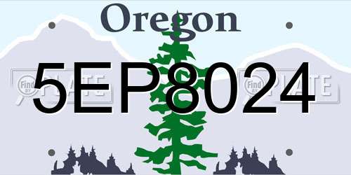 5EP8024 Oregon License Plate