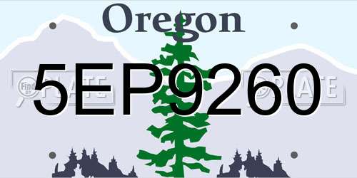 5EP9260 Oregon License Plate