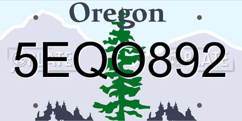 5EQO892 Oregon License Plate