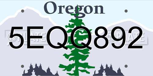 5EQQ892 Oregon License Plate