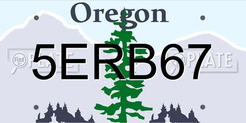 5ERB67 Oregon License Plate