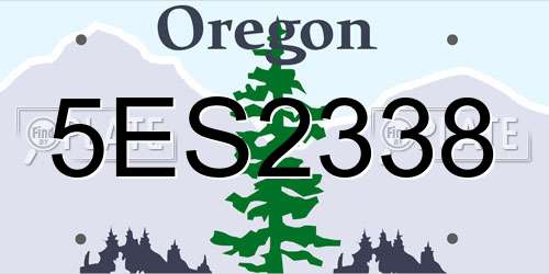 5ES2338 Oregon License Plate