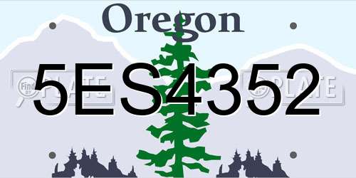 5ES4352 Oregon License Plate