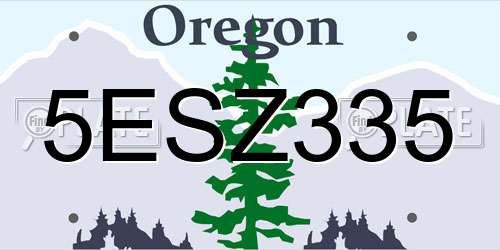 5ESZ335 Oregon License Plate
