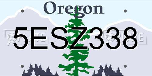 5ESZ338 Oregon License Plate