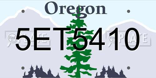 5ET5410 Oregon License Plate