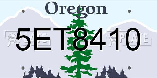 5ET8410 Oregon License Plate