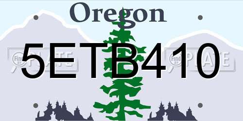 5ETB410 Oregon License Plate