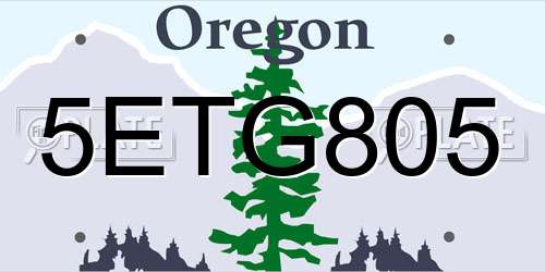 5ETG805 Oregon License Plate
