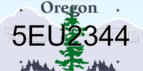 5EU2344 Oregon License Plate
