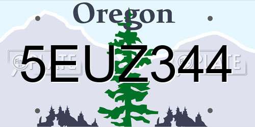 5EUZ344 Oregon License Plate