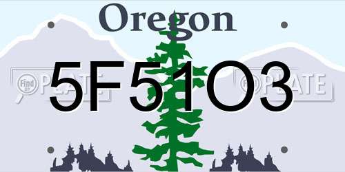5F51O3 Oregon License Plate