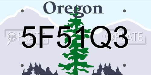 5F51Q3 Oregon License Plate