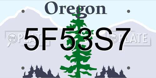 5F53S7 Oregon License Plate