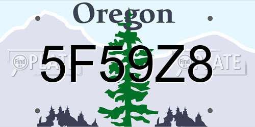 5F59Z8 Oregon License Plate